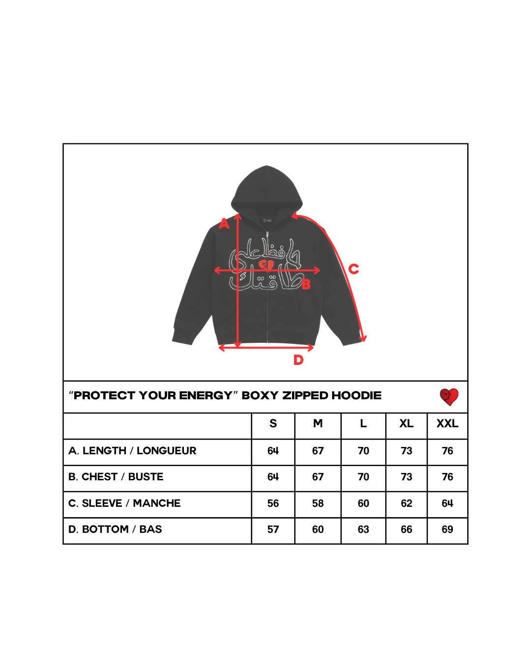 BOXY ZIPPED HOODIE - BLACK
